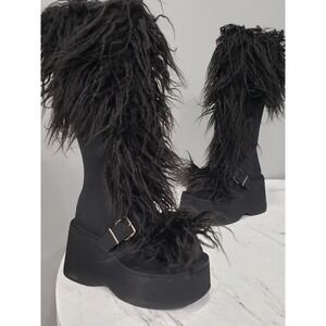 NEW SIZE 5 Dollskill Current Mood Kooky Monster Platform Boots Faux Fur Festival